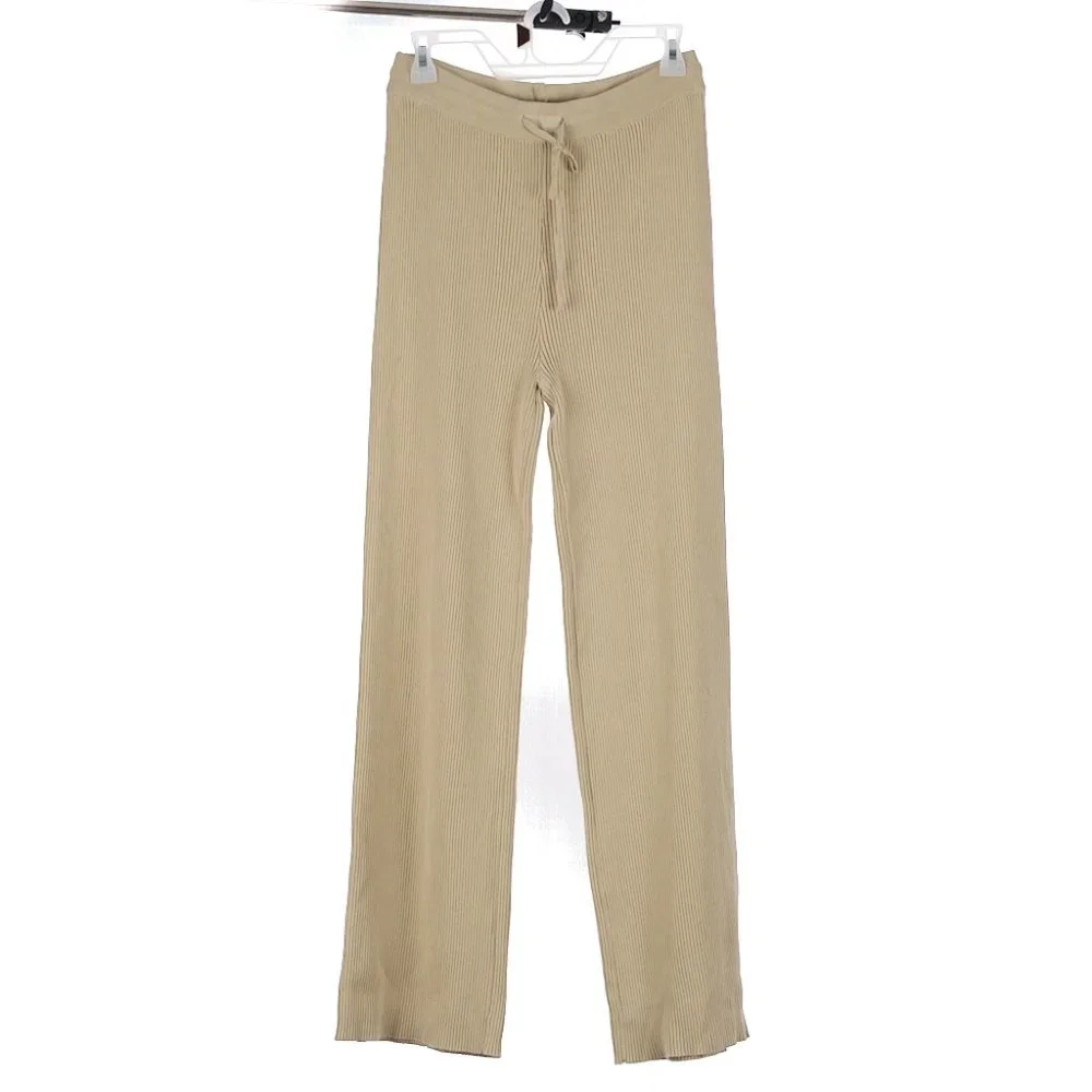Cider Light Green Beige Ribbed Pants Women's Large - Picture 1 of 7